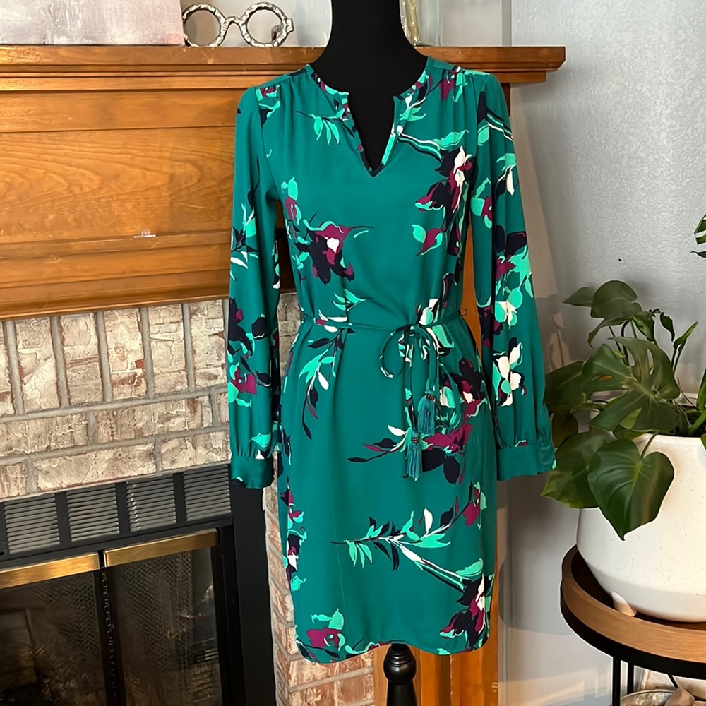Merona green floral print dress